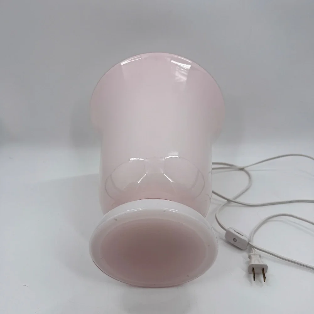 Vintage French Pink Opaline Cased Glass Tulip Table Lamp Art Deco